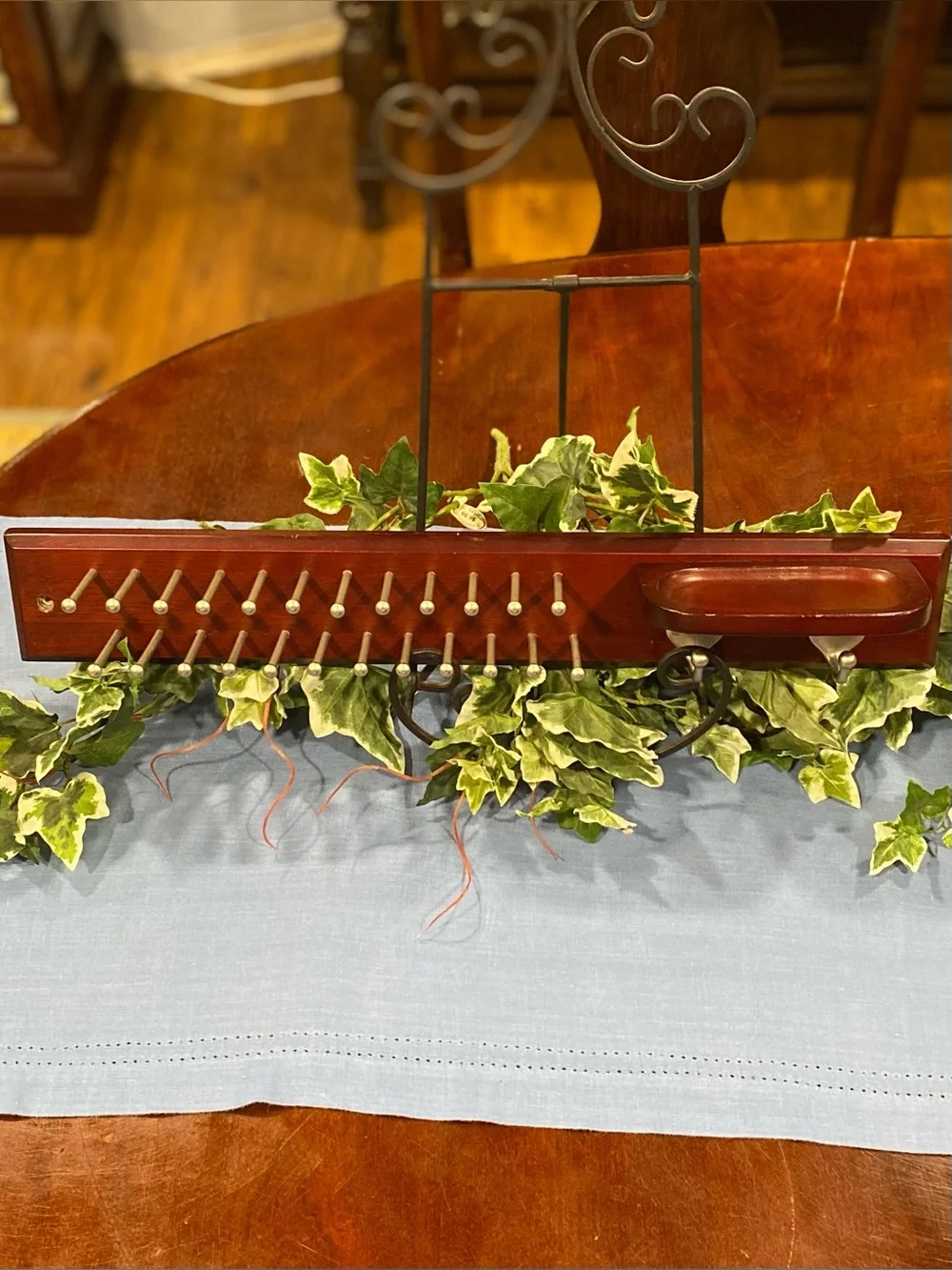 Vintage Lord & Taylor Wooden Wall Mount Tie/Belt Rack with Valet Ledge